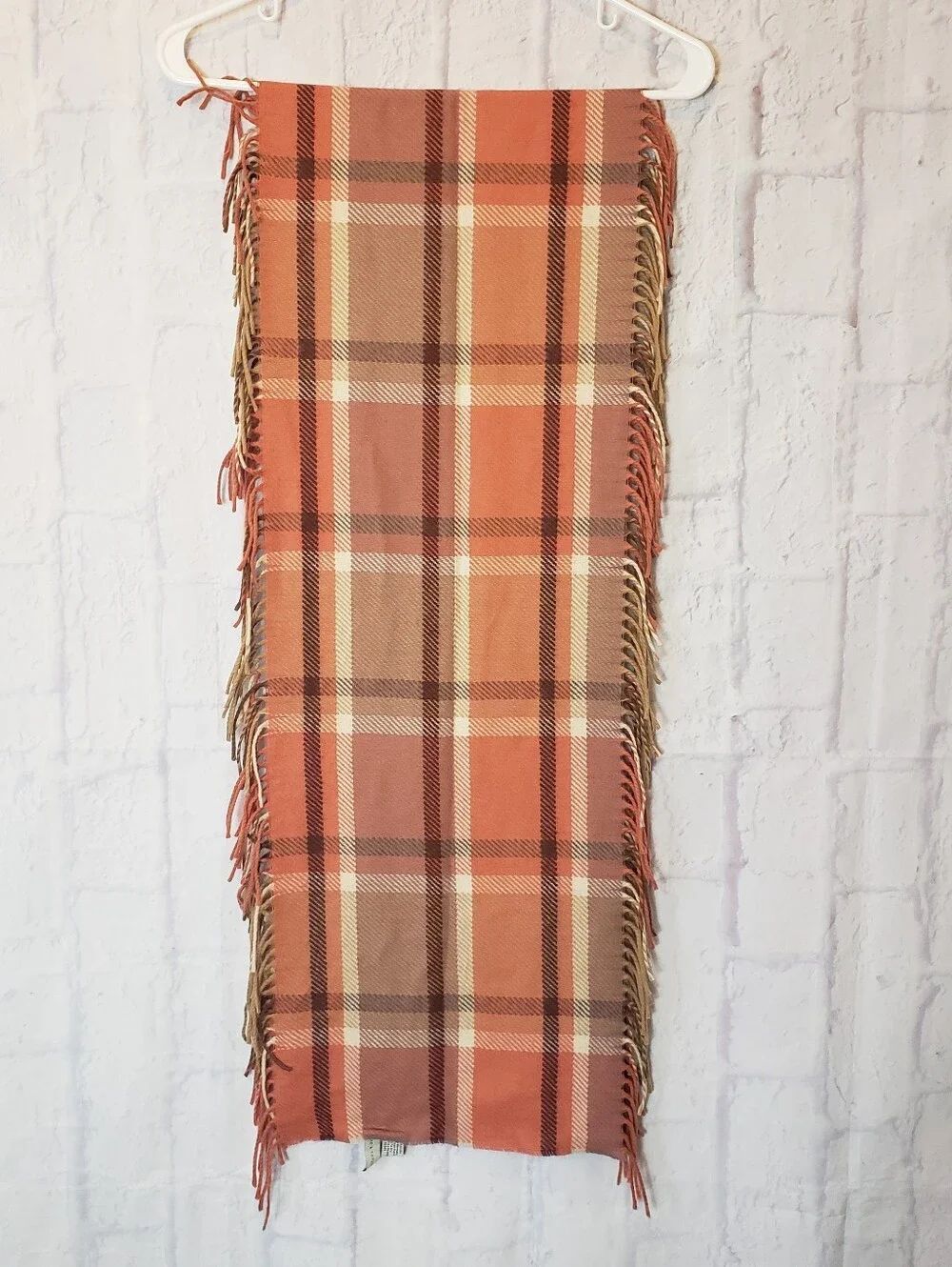 LORD & TAYLOR Plaid Fringed Fall Winter Scarf Classic